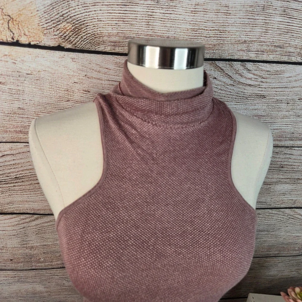 Intimately Free People Mauve Rose High Neck Halter Knit Top Sleeveless M/L